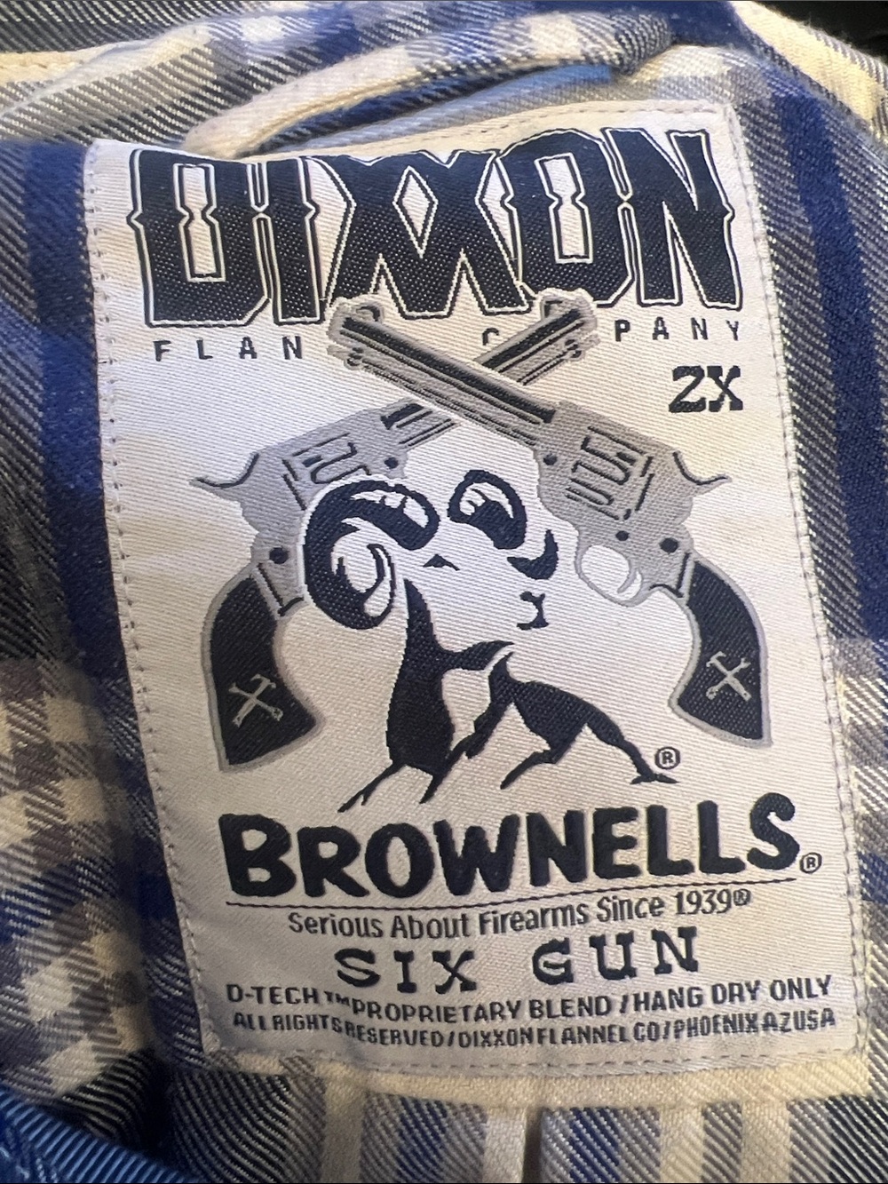 Women’s Dixxon Brownells Blue Plaid Flannel Shirt 2X/XXL EUC